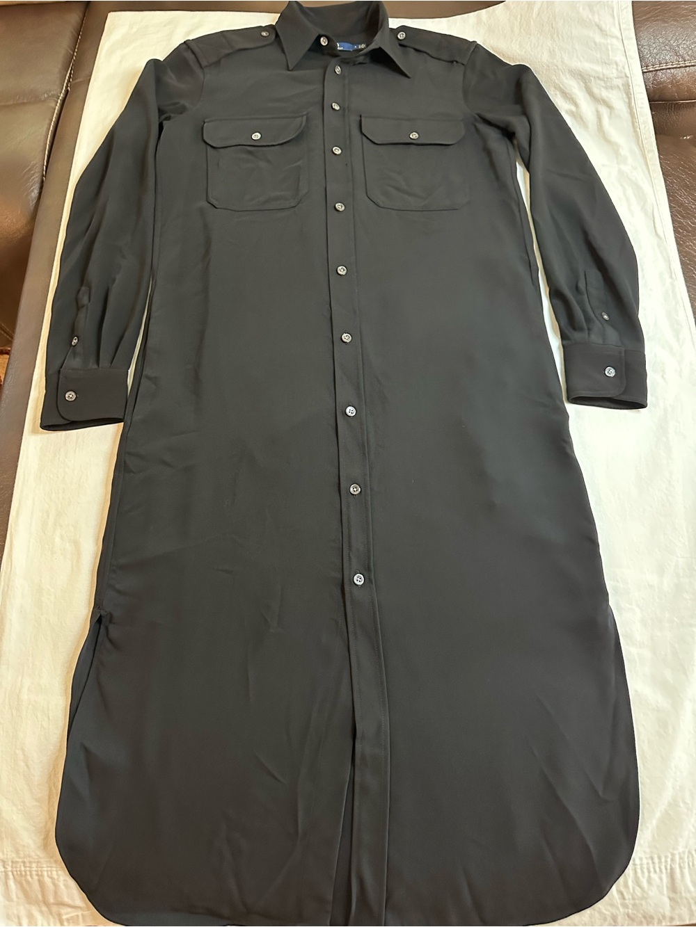 Black Long Button-Down Shirt Dress